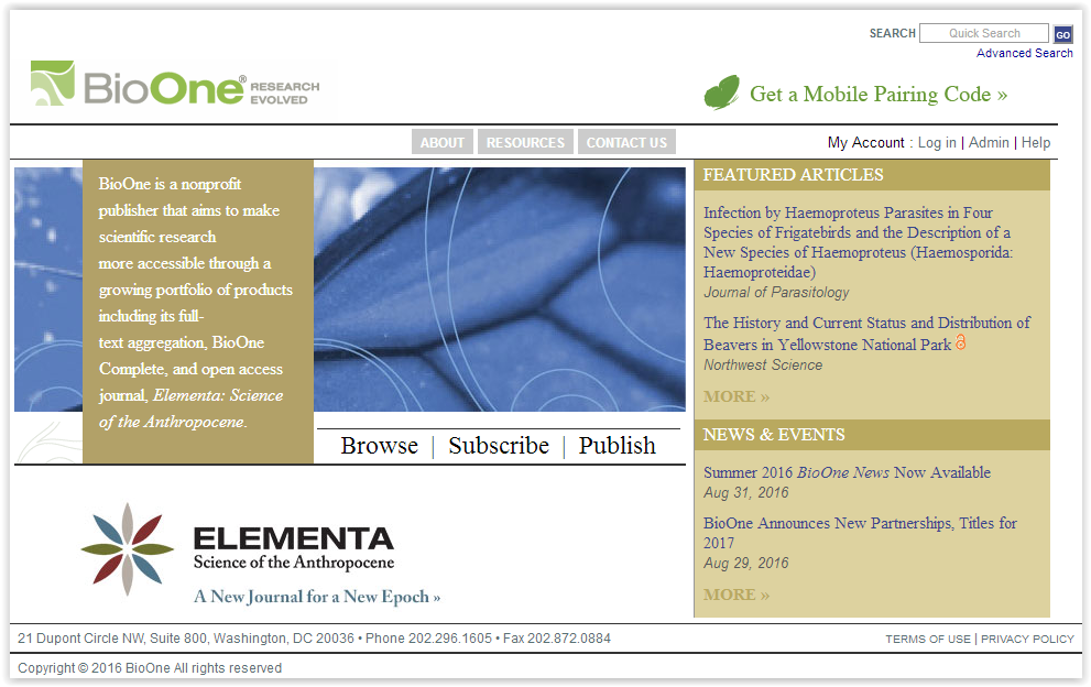 Plataforma BioOne (Imagem: bioone.org)